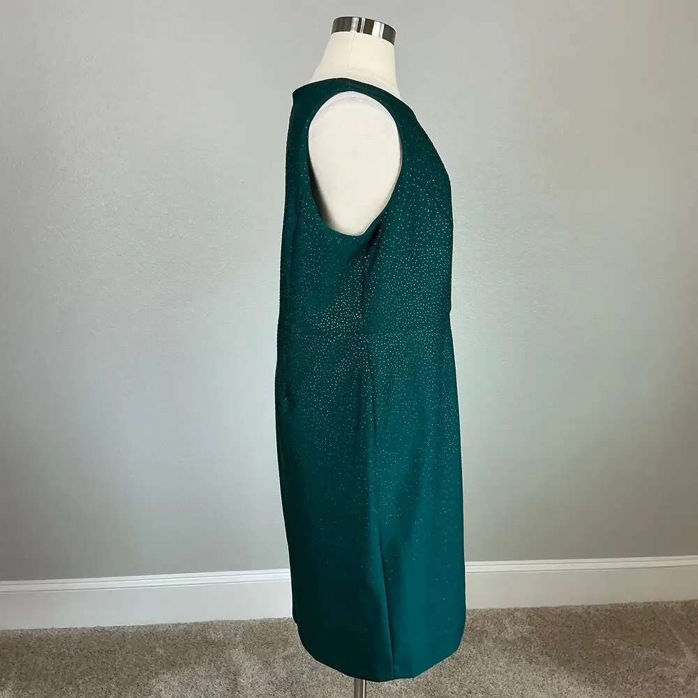 Calvin Klein Green Cocktail Dress Sequin Sleeveless Knee Length Sheath Size 22W - Picture 4 of 13